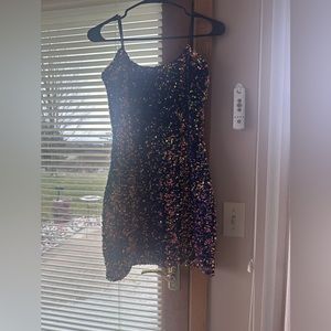 Metallic sequin homecoming dress